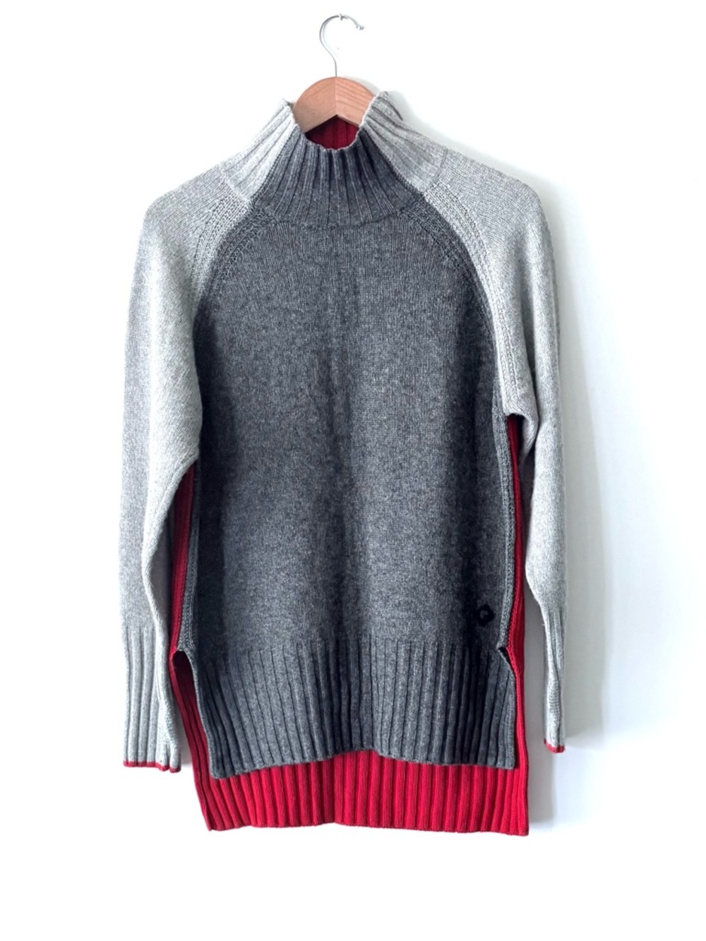 Krimson Klover Gemini Colorblock Mock  Turtleneck Droptail Wool Sweater